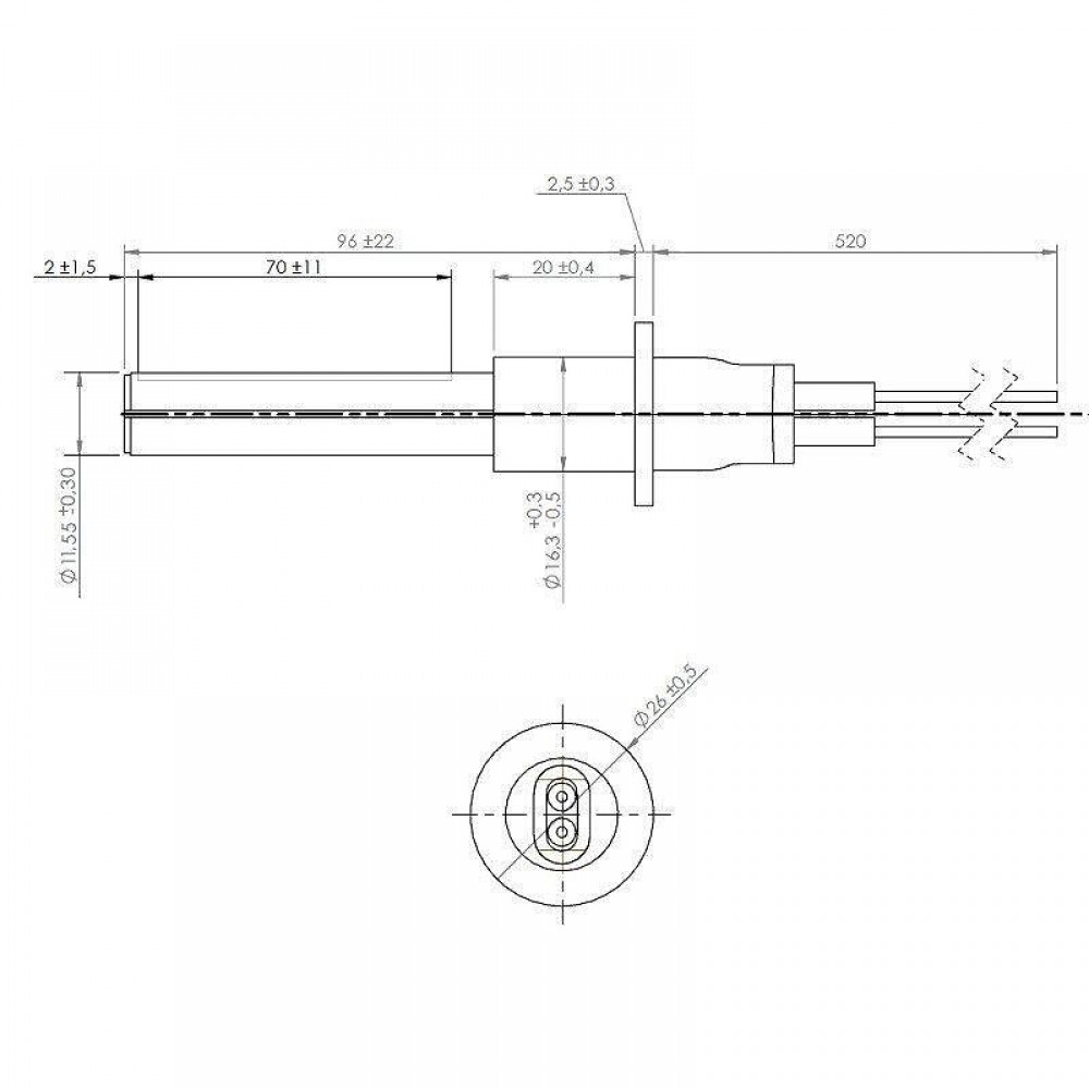 Керамична запалка / нагревател за пелетна камина, дължина 107mm, 260W | Запалки / Нагреватели | Части за пелетни камини |