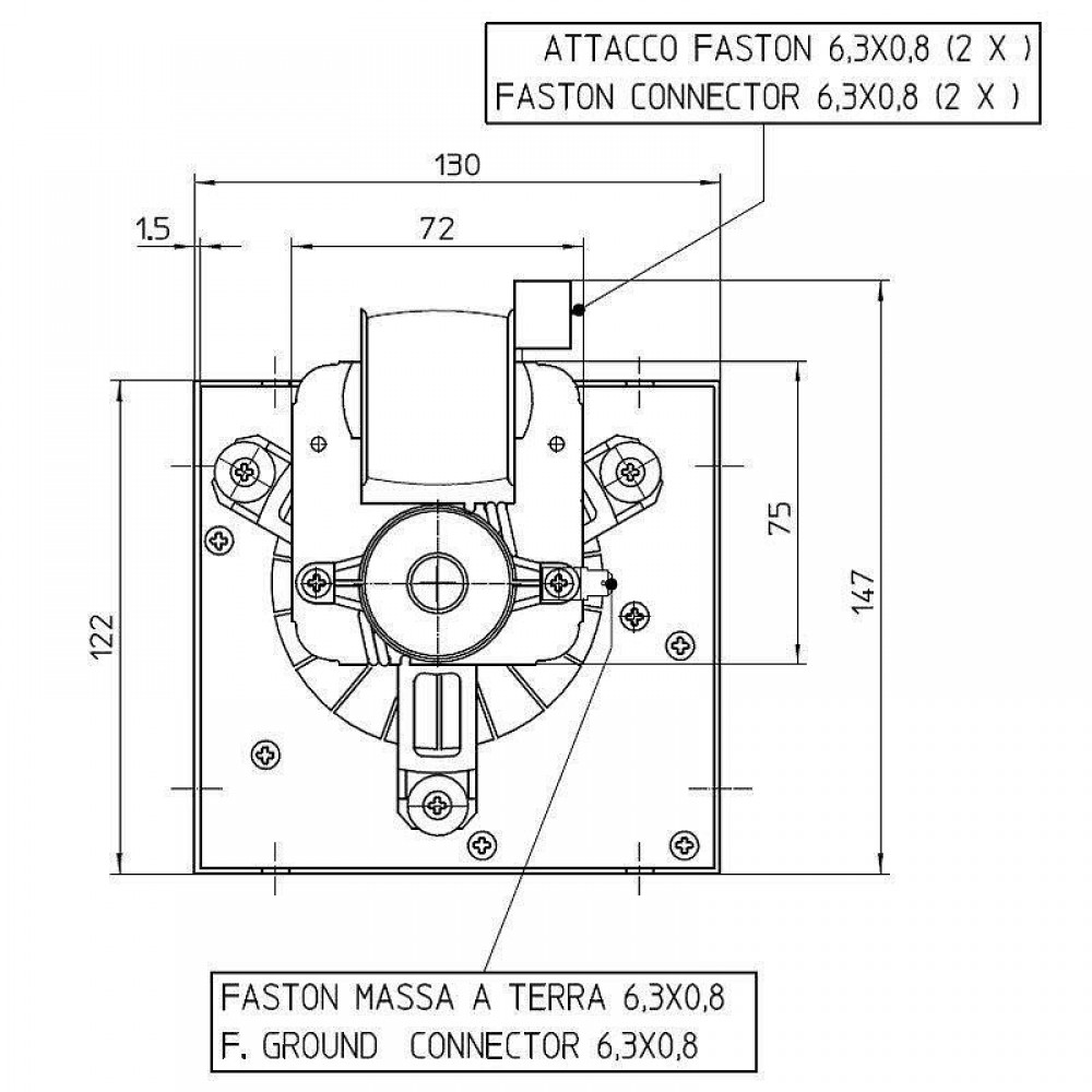 Тангенциален вентилатор Fergas за пелетна камина Cadel и др., Ø80mm, дебит 305m³/h | Вентилатори | Части за пелетни камини |