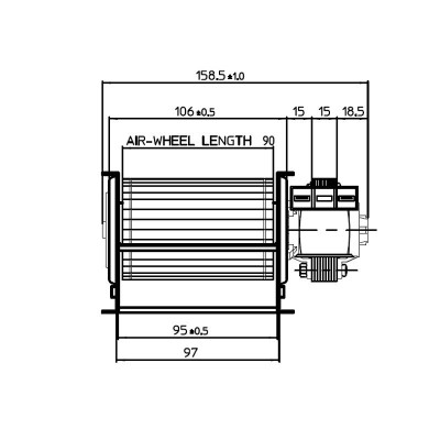 Тангенциален вентилатор за пелетна камина, Ø60mm, Дебит 70m³/h - Резервни Части