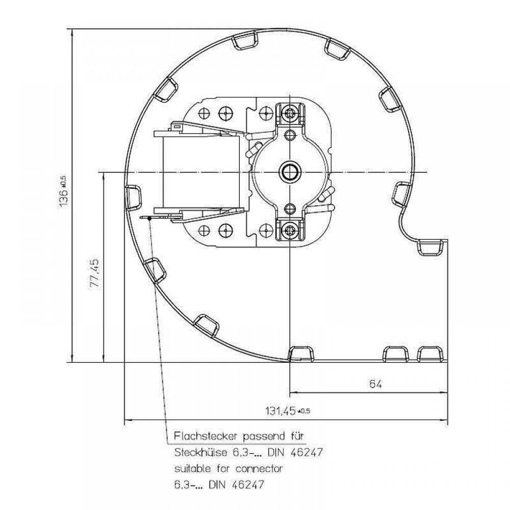 Центробежен вентилатор EBM за пелетна камина, Дебит 95m³/h | Вентилатори | Части за пелетни камини |