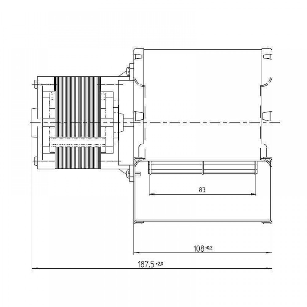 Центробежен вентилатор за пелетна камина Fergas, дебит 258 m³/h | Вентилатори | Части за пелетни камини |
