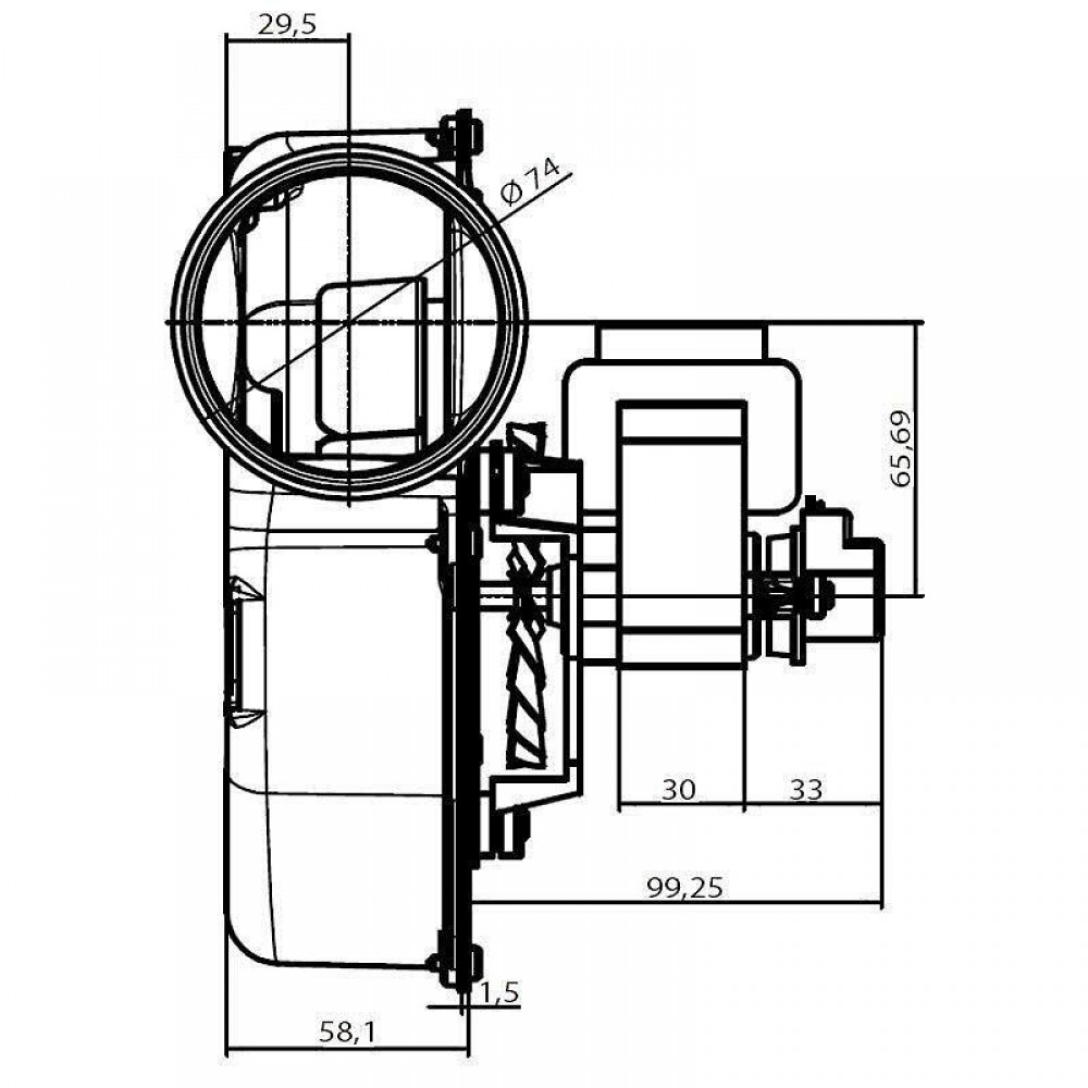 Вентилатор за димни газове за пелетна камина Fergas, Дебит 117 m³/h | Вентилатори | Части за пелетни камини |