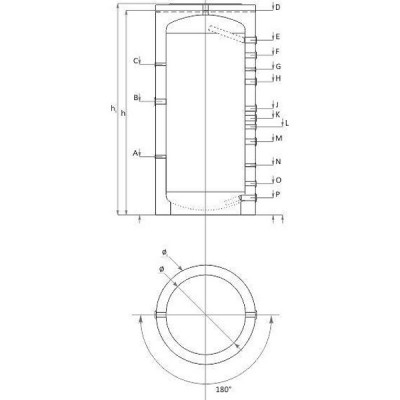 Буферен съд Sunsystem, Модел P 1000, Вместимост 1000л, Без серпентина - Буферни съдове