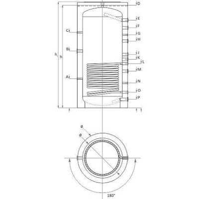 Буферен съд Sunsystem, Модел PR 800, Вместимост 800л, Една серпентина - Sunsystem