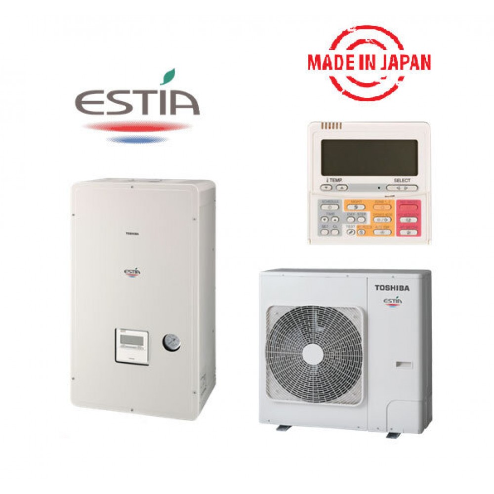 Инверторна термопомпа въздух вода Toshiba Estia за отопление (8,52kW) и охлаждане (9,19kW), Монофазна | Термопомпи |  |