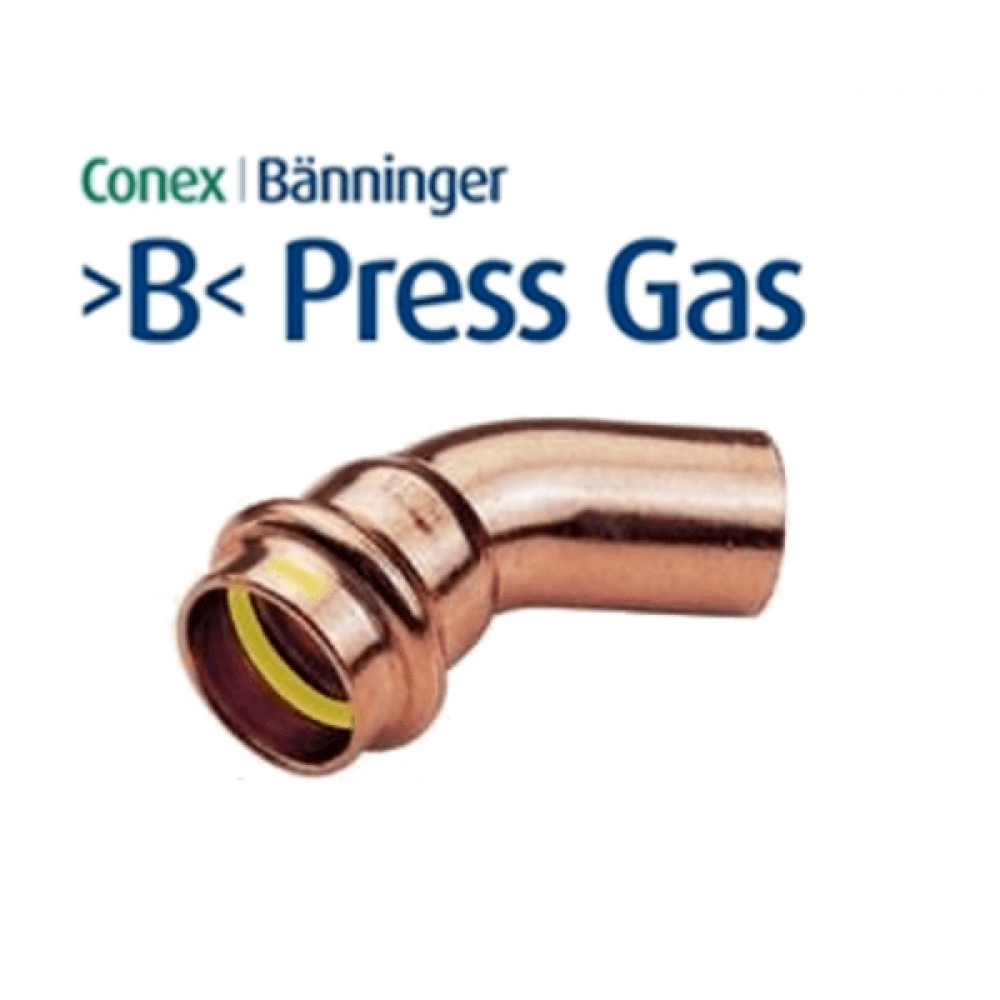 Коляно нипел 45° Conex Banninger, медно, прес газ, >B< Press Gas | Медни фитинги | Фитинги |