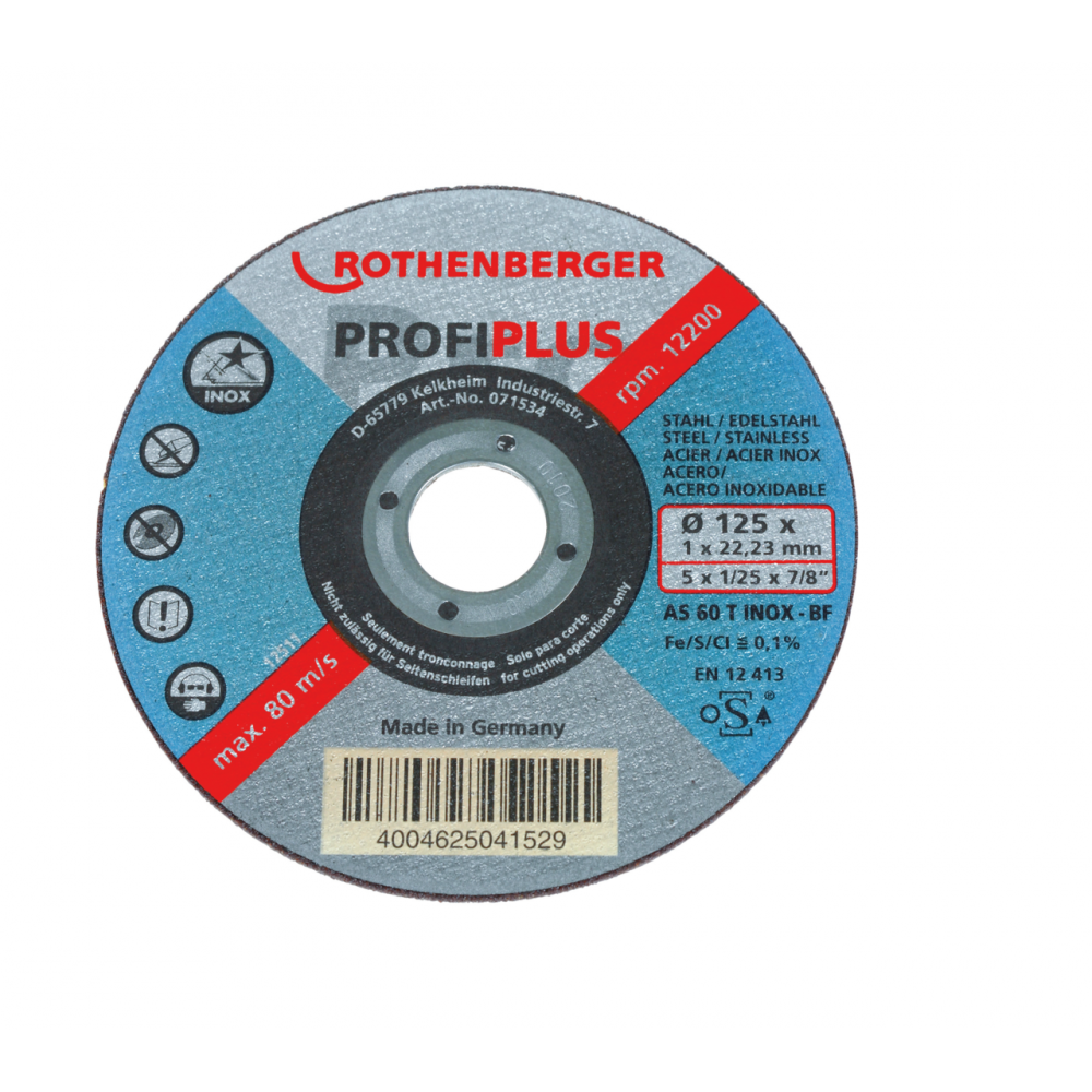 Режещ диск Rothenberger INOX PROFI Plus, 115 x 1, 10 броя | Дискове за ъглошлайфи | Консумативи за шлайфащи машини |