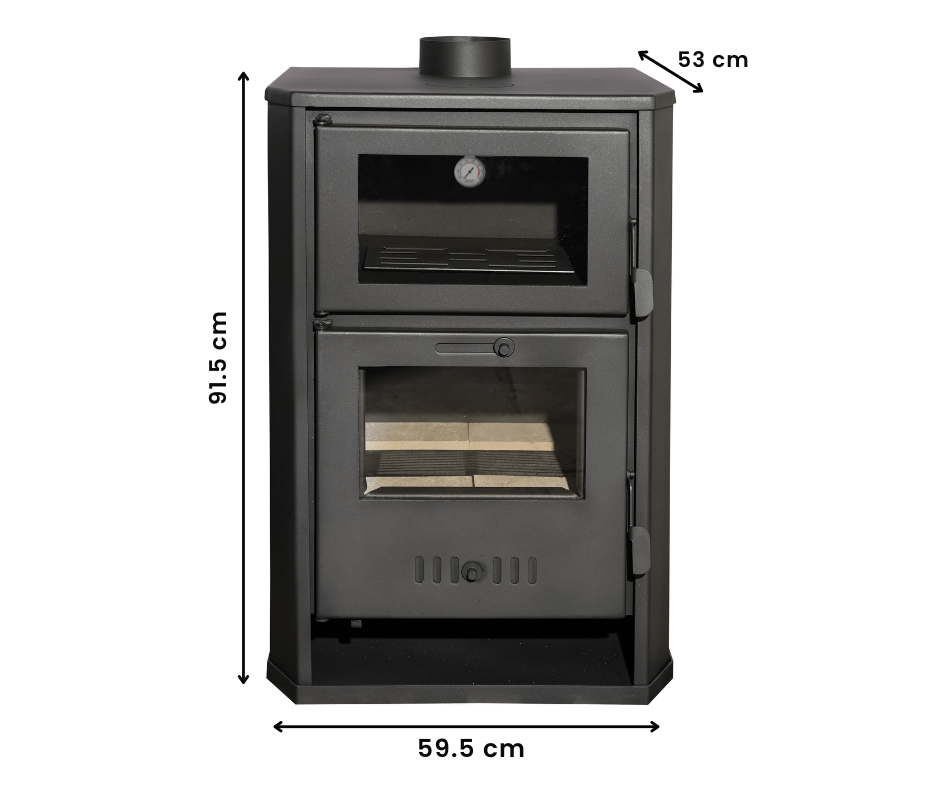 Wood-burning fireplace with oven and water jacket