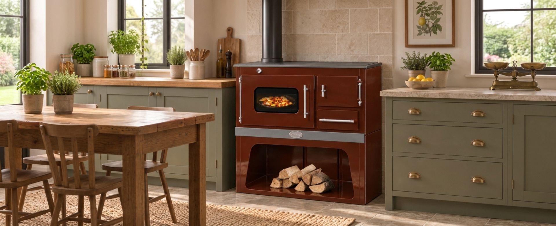 Wood cooker stove with oven and niche