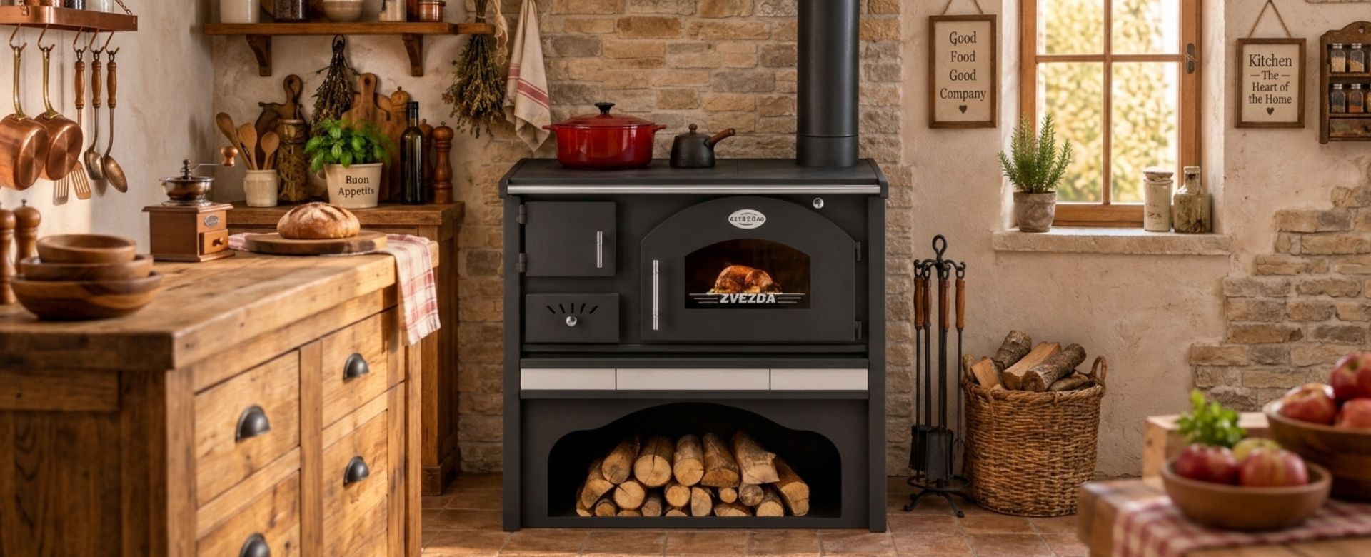Hout fornuis met oven en nis