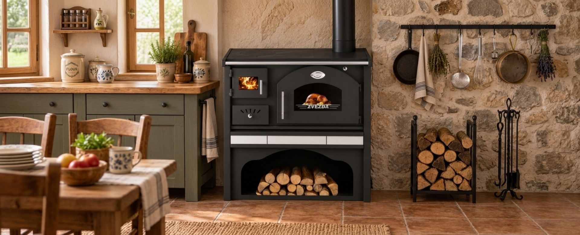 Hout fornuis met oven