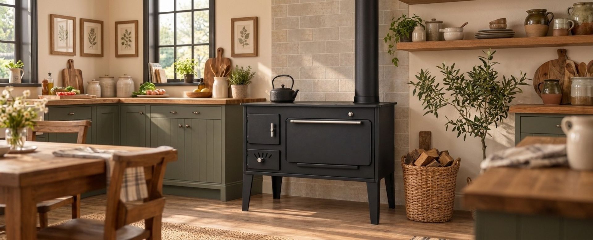 Wood cooker stove with oven