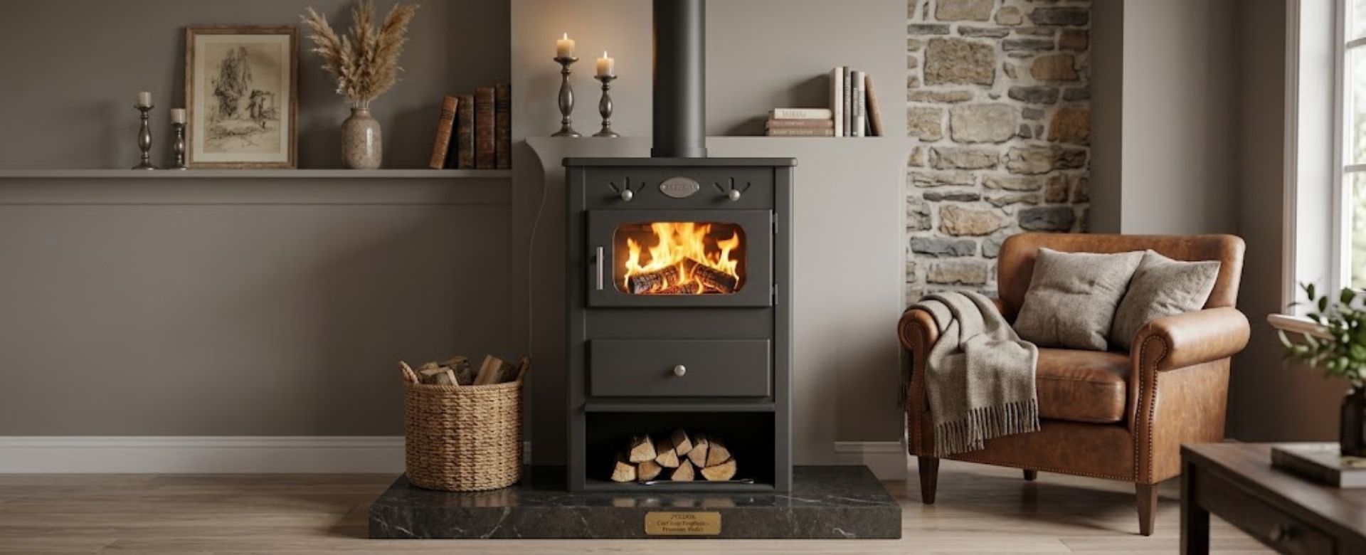 Wood burning stove with niche