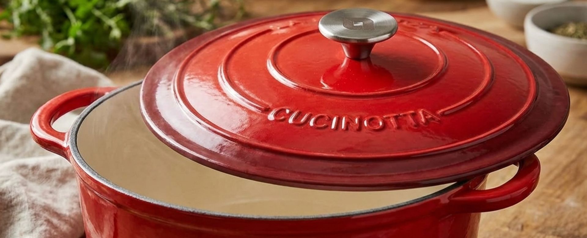 Enameled cast iron saucepan