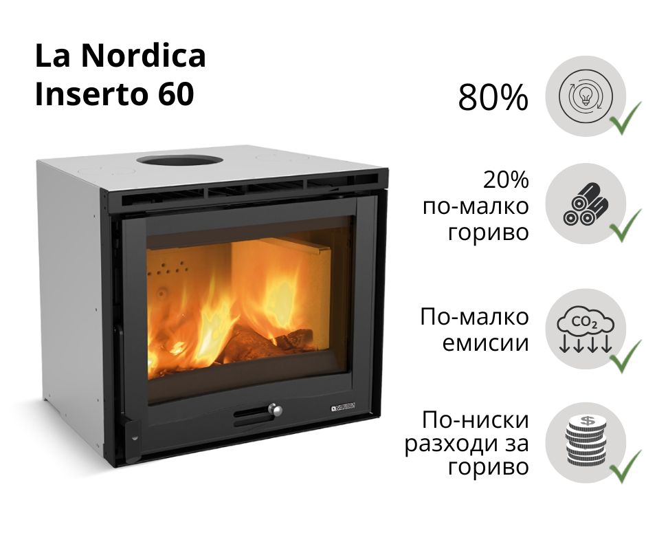 Италианска камина на дърва за вграждане