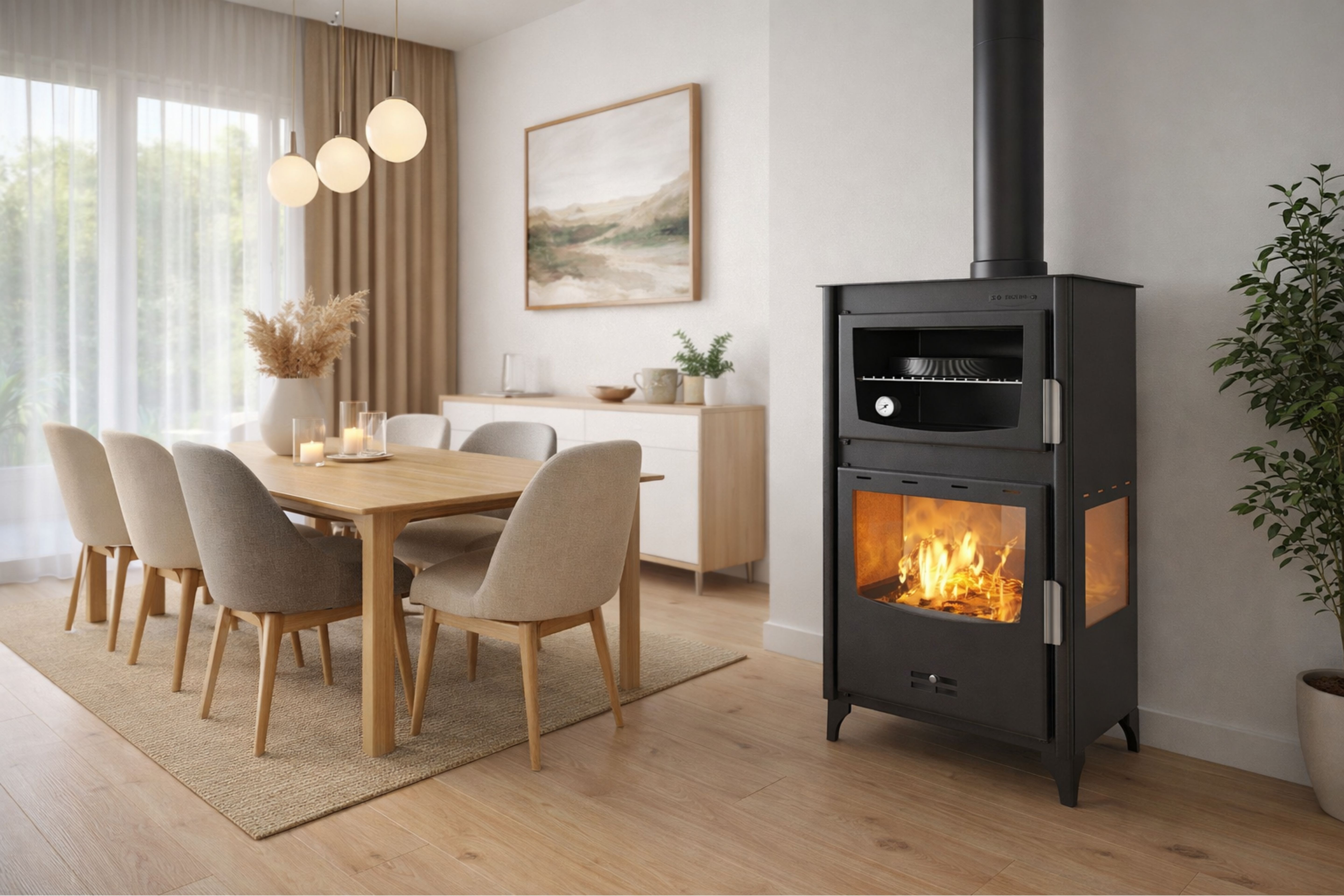 Камина на дърва с фурна