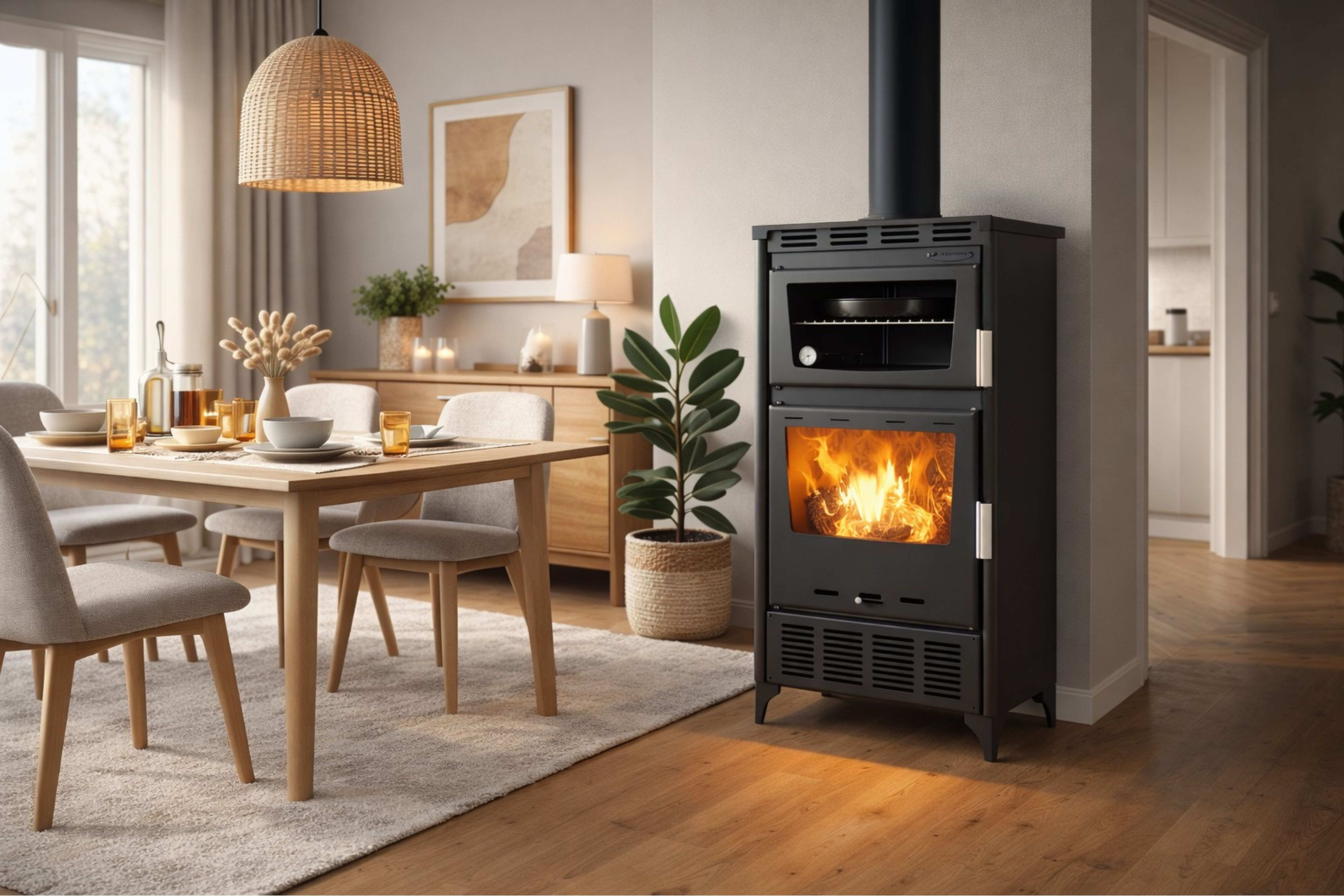 Камина на дърва с фурна