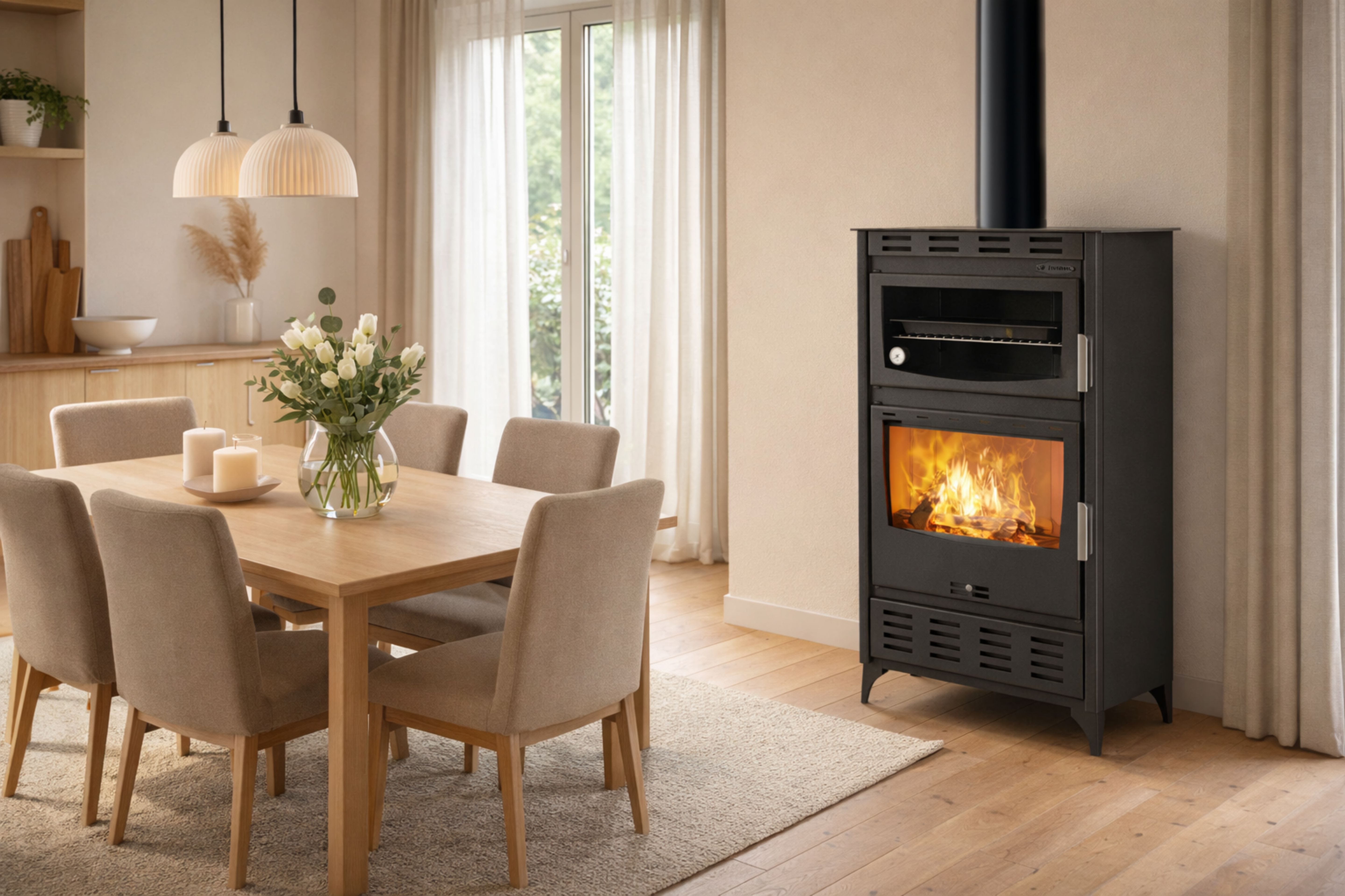 Камина на дърва с фурна