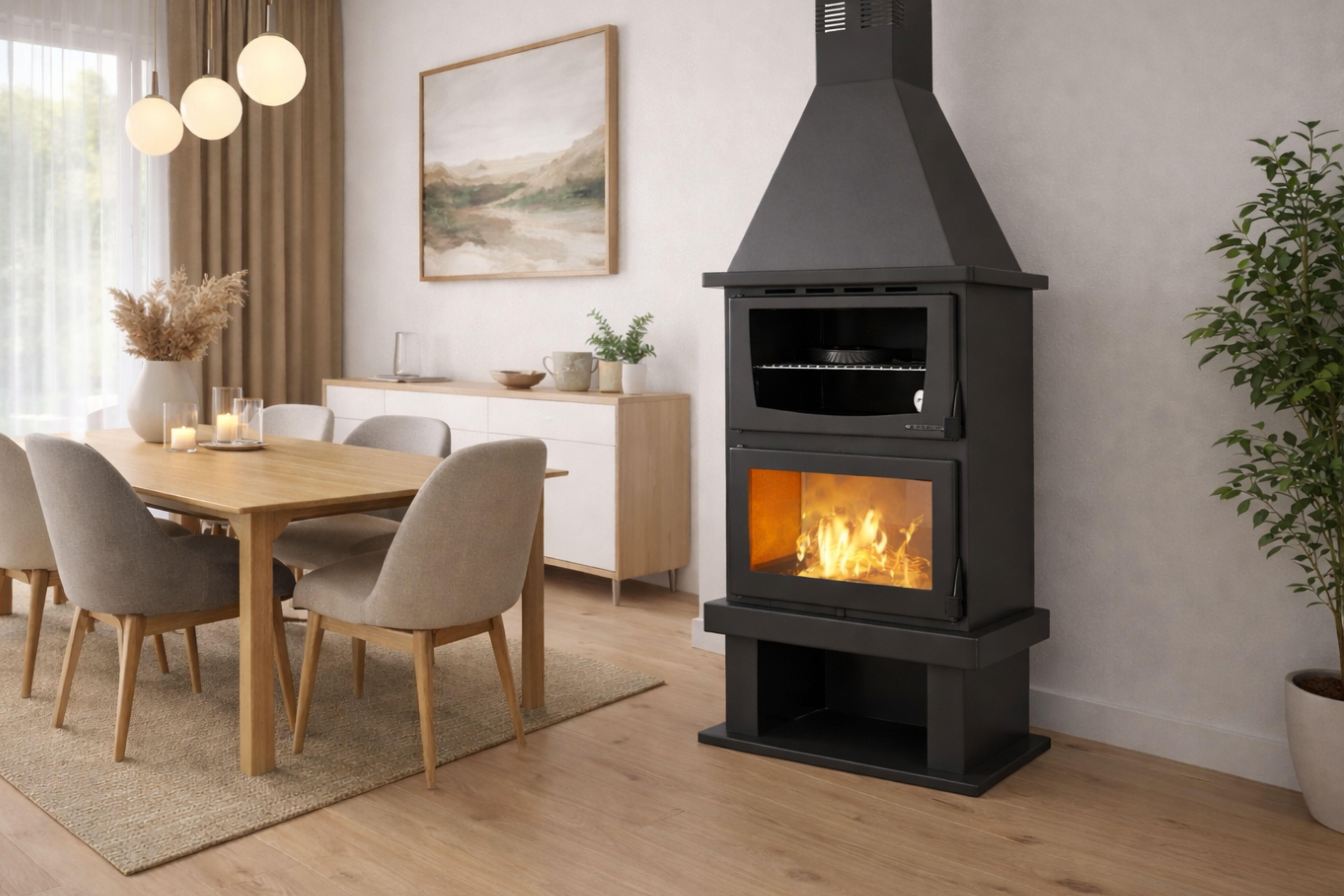 Камина на дърва с фурна