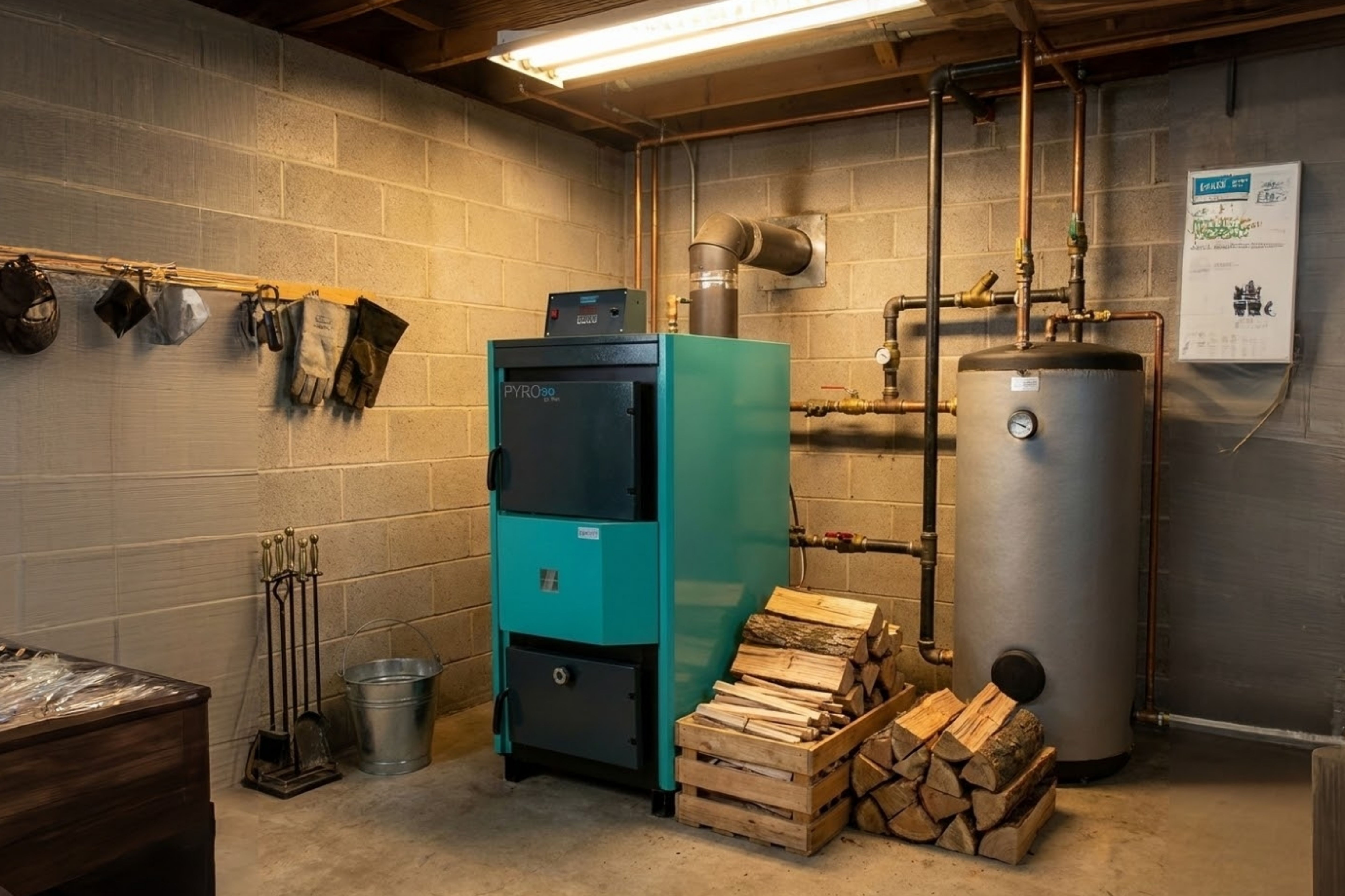 Wood-fired pyrolysis boiler